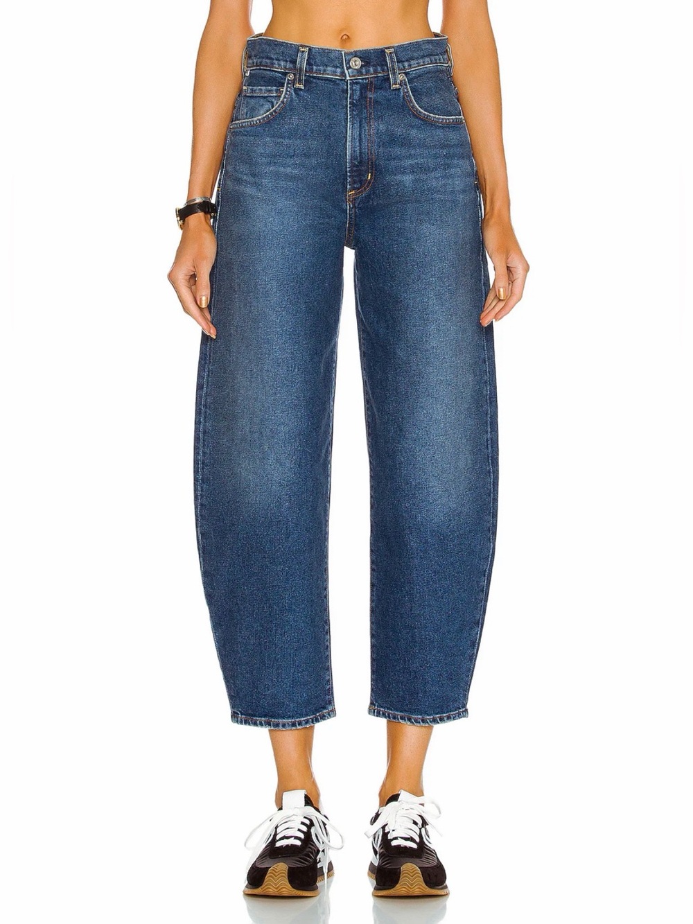 EUC CITIZENS OF HUMANITY Calista Curve Jean Cava 28 Dark Medium Blue Barrel Leg